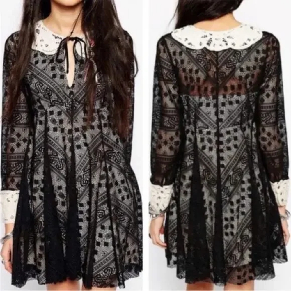 Free People talk that talk lace black dress